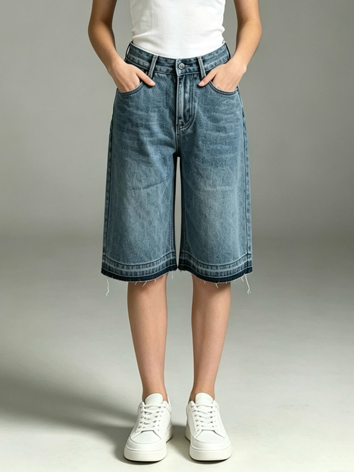 Retro Washed Loose Straight Spring Summer Women Denim Shorts