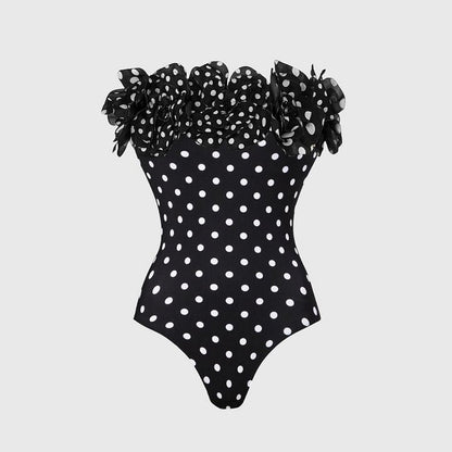 Polka Dot One Piece Swimsuit Women Vacation Beach Set