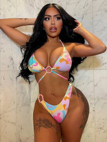 Outer Single Swimsuit Bikini Printed Sexy Bikini Women Seperated Swimwear Triangle Bikini