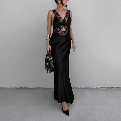 Spring Women Clothing Design Lace Elegant Black Sexy Cami Dress