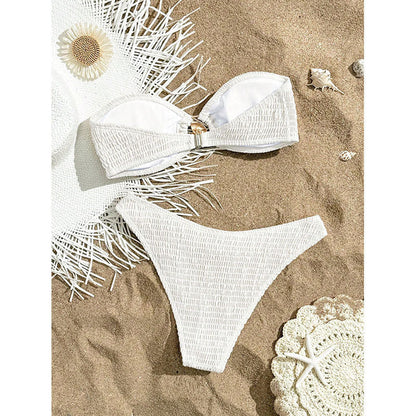 Solid Color Tied Bikini Sexy Split Swimsuit Women Beach Bikini Swimsuit