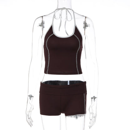 Women Clothing Sports Underwear Vest Shorts Two Piece Sets Printed Tight Yoga Fitness