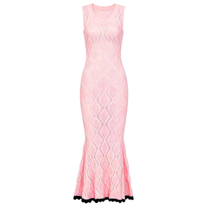 Summer Ladies Internet Popular Slim Fitting Slimming Sleeveless Hollow Out Cutout out Maxi Dress Women