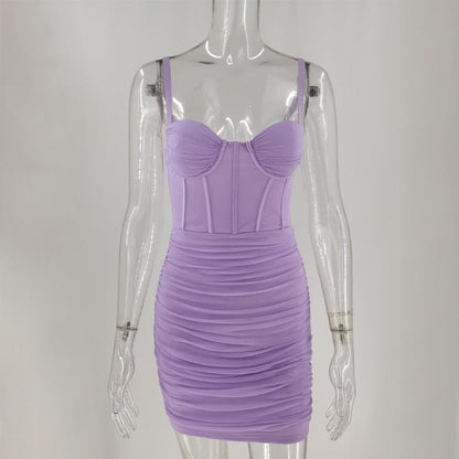 Mesh Summer Backless Design Sling Boning Corset Dress Women Clothing