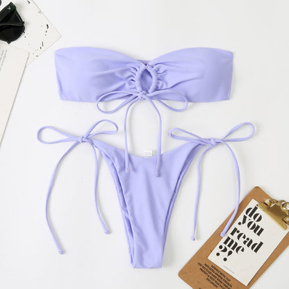 Double Sided Tube Top Lady Sexy Split Double Sided Bikini Latest Beach Swimsuit