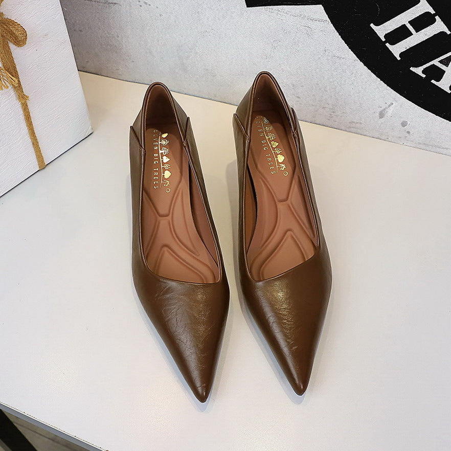 French Work Comfortable All Match Office Work Pointed High Heels Women Stiletto Heel Non Wear Feet Classy Shoes