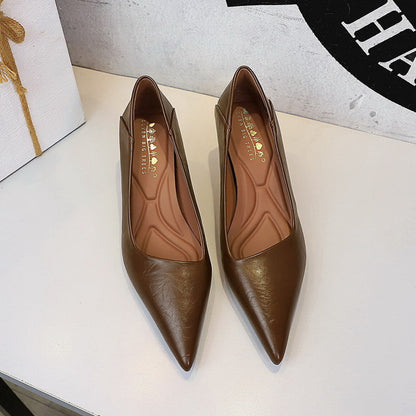French Work Comfortable All Match Office Work Pointed High Heels Women Stiletto Heel Non Wear Feet Classy Shoes