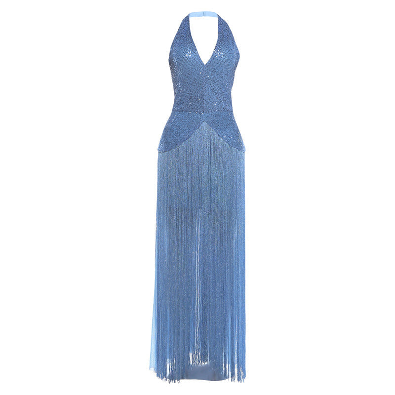 Summer Women Elegant Sexy Sequined Tassel Design Dress