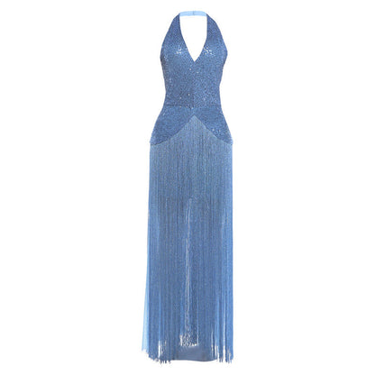 Summer Women Elegant Sexy Sequined Tassel Design Dress