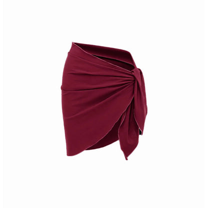 Swimsuit Wine Red Niche Design Tube Top One Piece Swimsuit Women Wrap Skirt