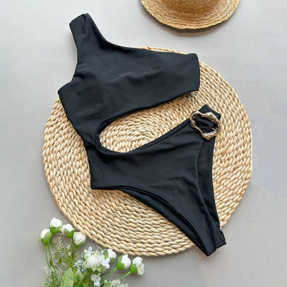 One Piece Swimsuit Women Sexy Bikini Women One Shoulder Swimwear Bikini