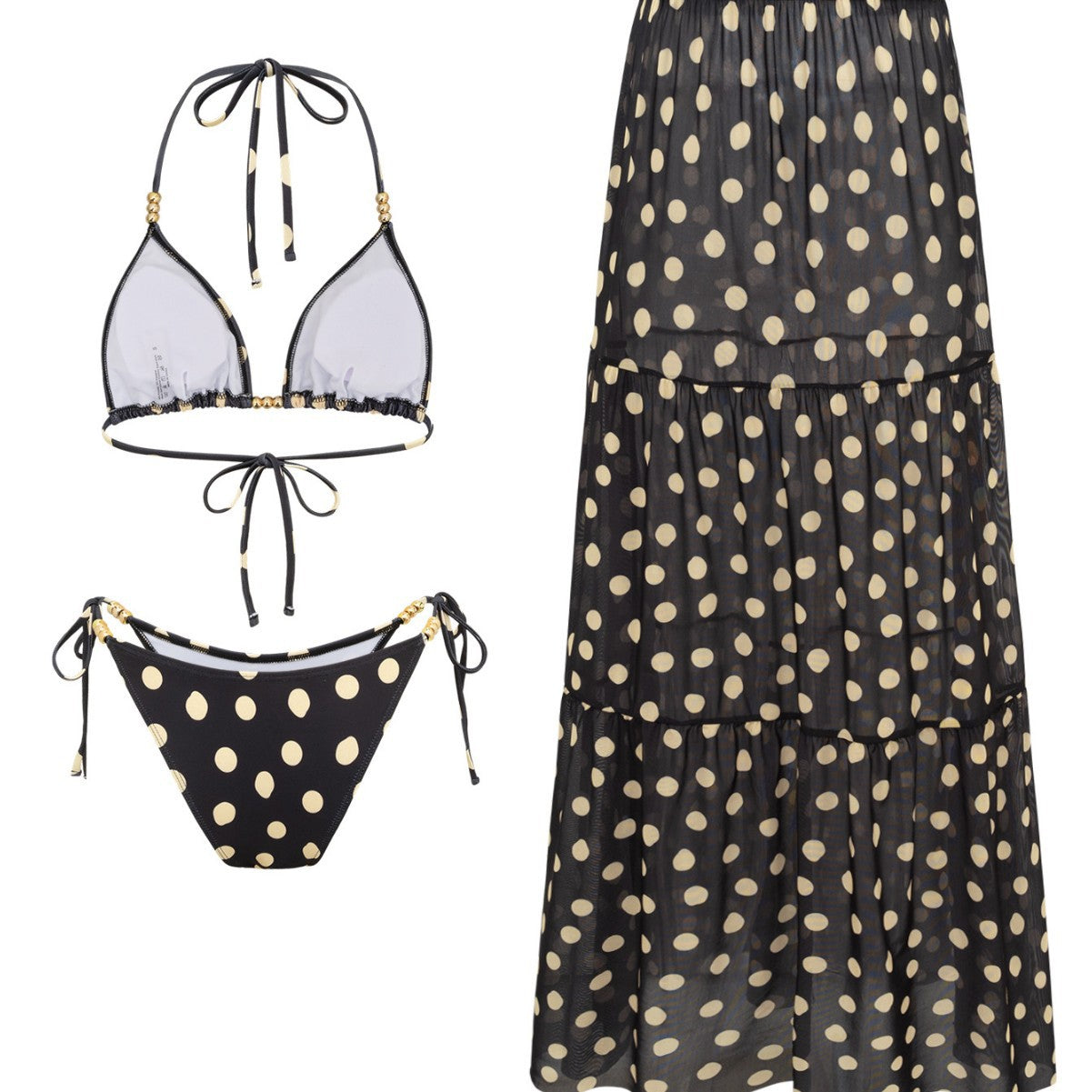 Black White Dot Sexy Swimsuit Slimming Suit Women Dress Beach Swimsuit Three Piece Set