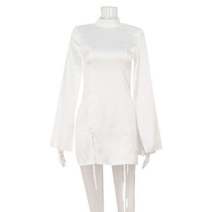 Slim Fit Slimming Light Luxury Court Advanced Satin Cape Sleeve Dress Short Dress