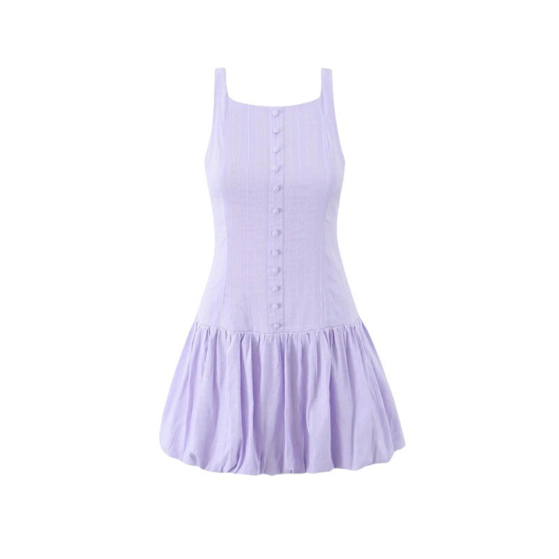 Sweet Girl Sexy Waist Tight Miniskirt Women Spring Summer Western Youthful Looking Breasted Sling Dress