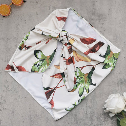 Solid Color High Waist Bikini Skirt Three Piece Sets Split Swimsuit Women