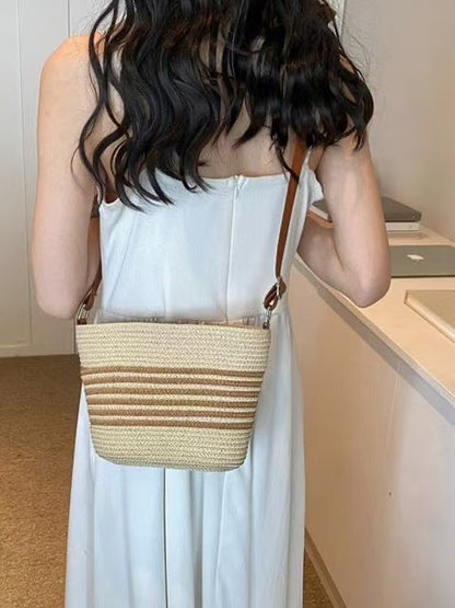 Stripe Straw Bag Fresh Simple Straw Bag Woven Bag Vacation Beach Bag Women Bag