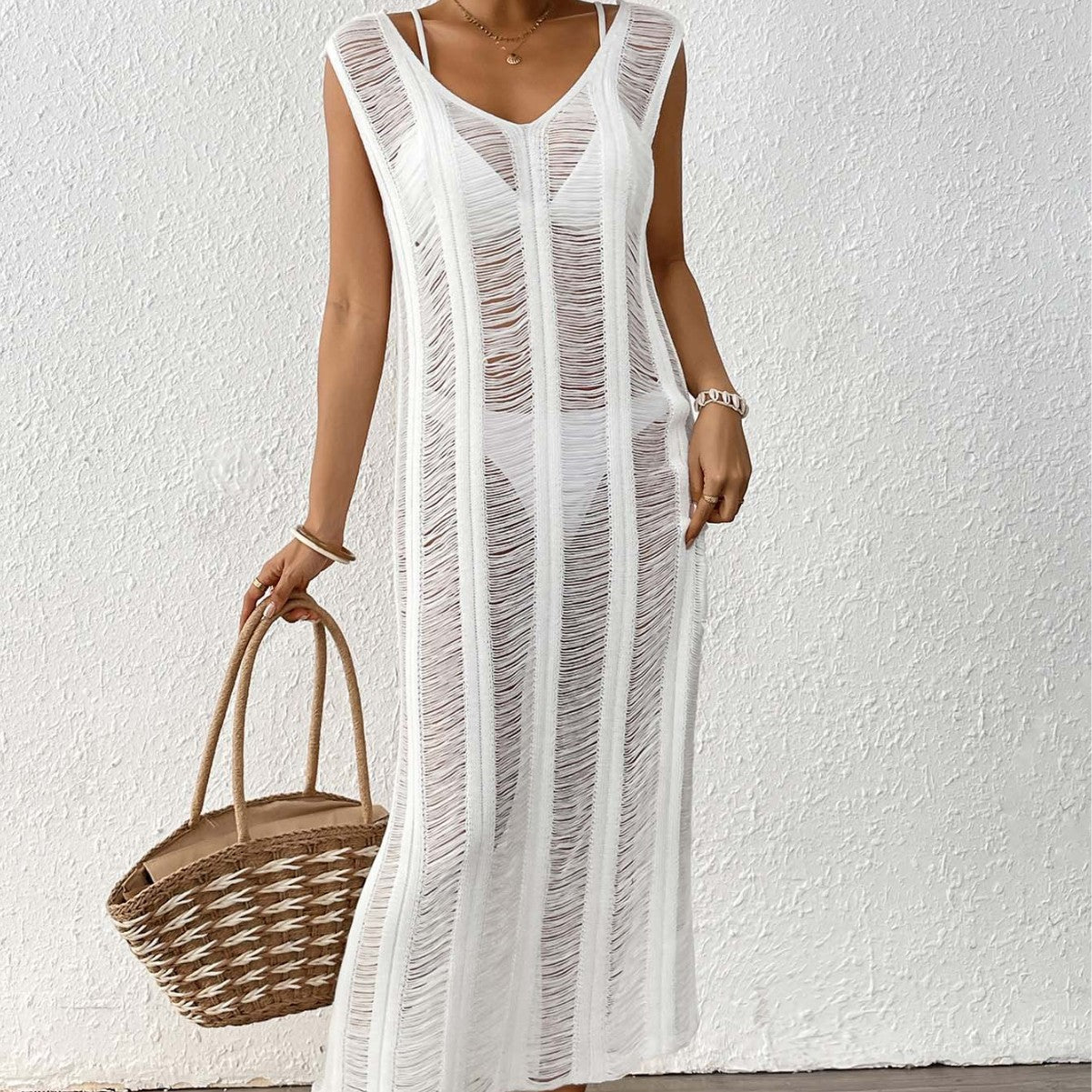 Women Dress Women Clothing Sexy Cutout Vest Skirt Beach Beach Cover Up Loose Dress
