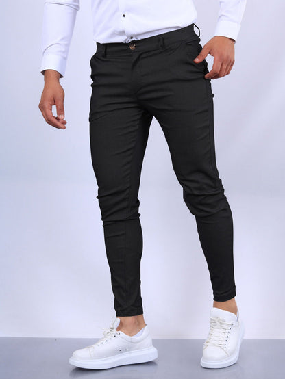 👔 Men's Slim Fit Button Trousers – Versatile Office & Casual Wear