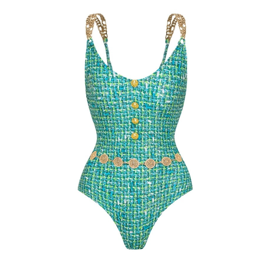 Swimsuit Green Classic High End One Piece Swimsuit Set For Women