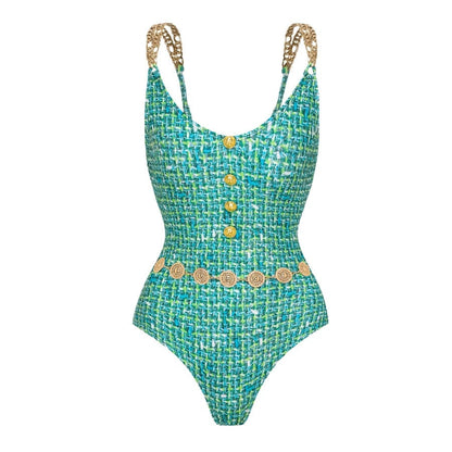 Swimsuit Green Classic High End One Piece Swimsuit Set For Women