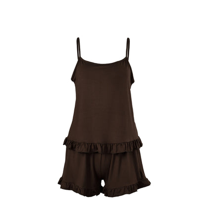 Knitted Modal Vest Top Wooden Ear Shorts Two Piece Soft Pajamas Home Wear