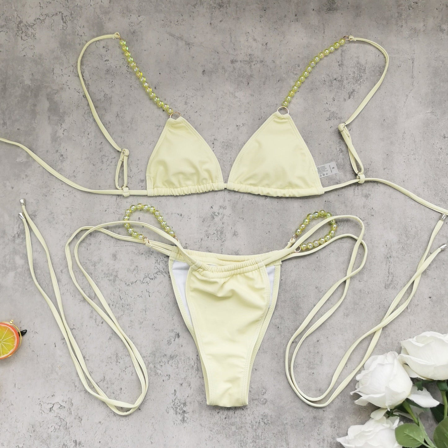 Solid Color Three Point Mini Low Waist Bikini Sexy Backless Split Swimsuit Women Bikini