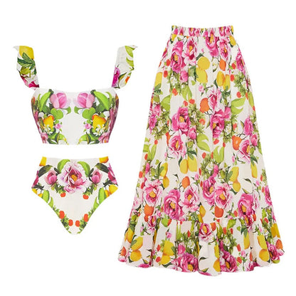 High Waist Print Bikini Vacation Beach Swimsuit Swimsuit Women