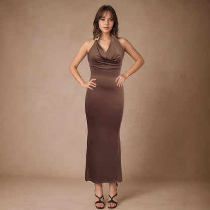 V neck Elegant Halter Dress Women Summer High Grade Sexy Sheath Dress