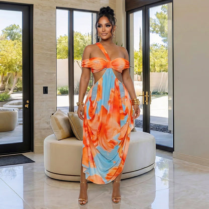 Women Clothing Early Summer Sexy Exquisite Beach Print Dress