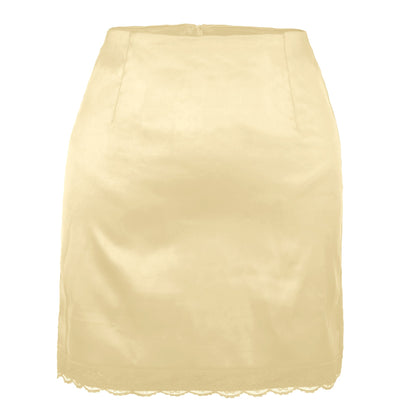 Women Clothing High Waist Sheath Solid Skirt Women Spring Summer Elastic Satin Lace Sexy Skirt