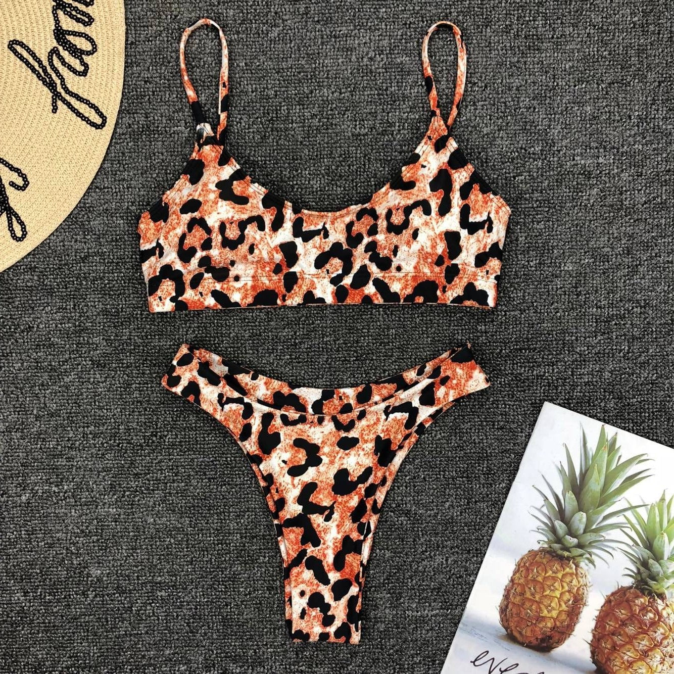 Women Seperated Swimwear Sexy Leopard Print Bikini Push up