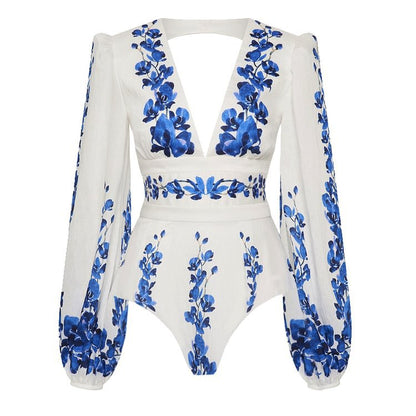 Printed High Grade High Waist Split Swimsuit Women Set Dress Bikini