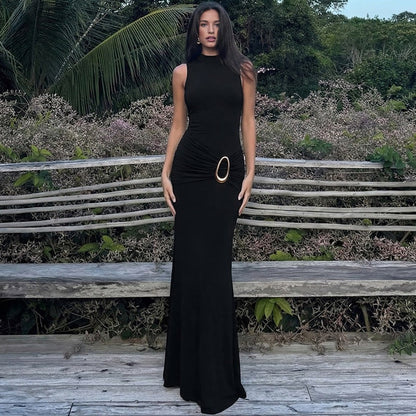 Women Clothing High Waist Twisted Sexy Backless Sheath Dress