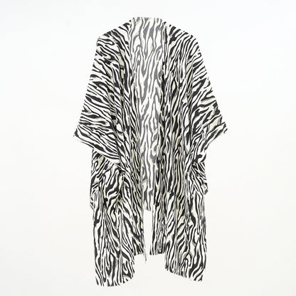 Black White Tree Print Sun Protection Seaside Vacation Quick-Drying Sun Protection Clothing Women Blouse