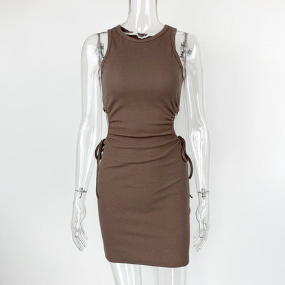 Summer Women Clothing Sexy Slim Fit Hip dress Hollow Out Cutout Out Pleating Cropped Outfit Slimming Dress