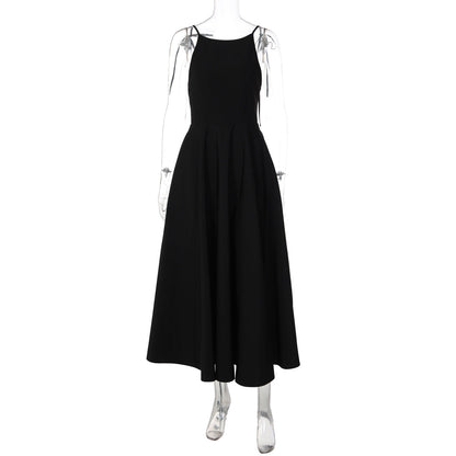 Summer Women Camisole Backless Waist Trimming Display Dress