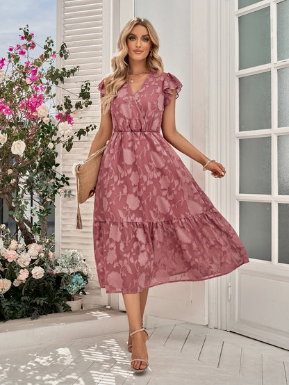 Spring Summer Women Clothing Casual V neck Floral Sleeveless Maxi Dress