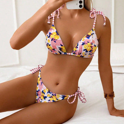 Swimwear Split Printed Swimsuit Ladies Belt Chest Pad Sexy Bikini Fruit Bikini Swimming