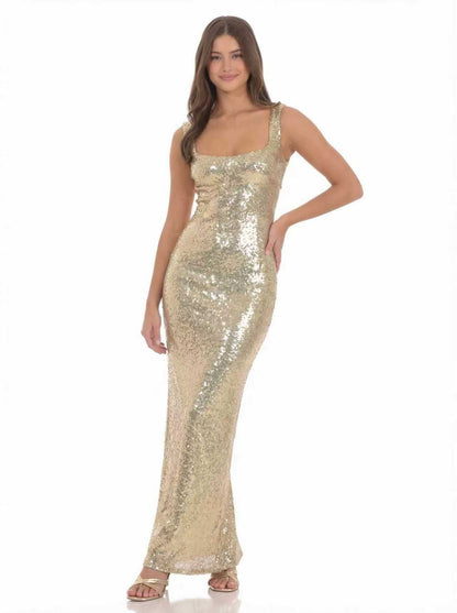 Sleeveless Sequined Women Sexy Camisole Dress Backless Lace up Sheath Dress