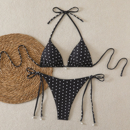 Swimwear Women Split Tight Dot Sexy Bikini Triangle Printed Swimsuit