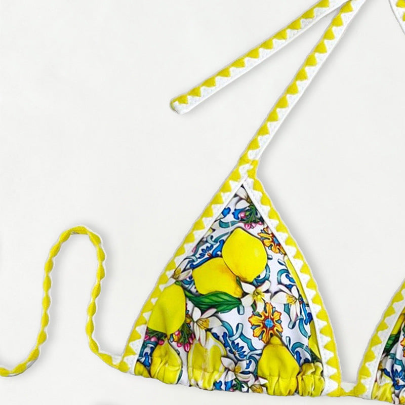 Swimwear Women Floral Bud Sexy Bikini Halter Bikini Swimsuit