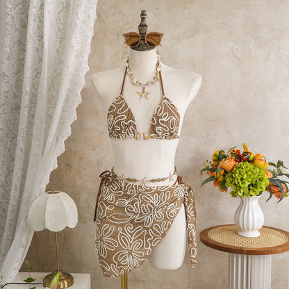 Sexy Island Vacation Sexy Bikini Three Piece Sets Beach Spring Swimsuit Women Bikini