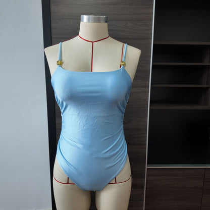 Solid Color Slim Fit One Piece Swimsuit Women Swimsuit Women