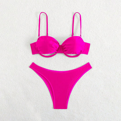 Solid Color Split Swimsuit Women Three Point Bikini Sexy Swimsuit Bikini