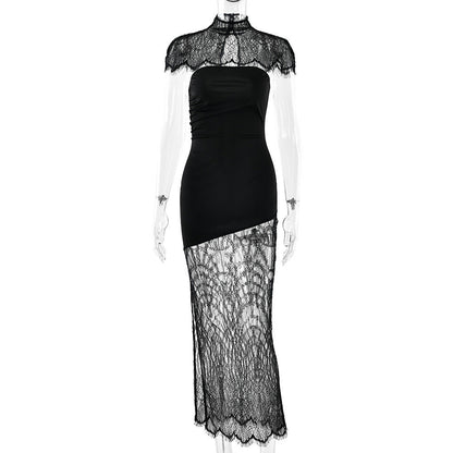 Arrival Lace Cappa Tube Top Dress Sexy Slim Fit Backless Split Dress Women