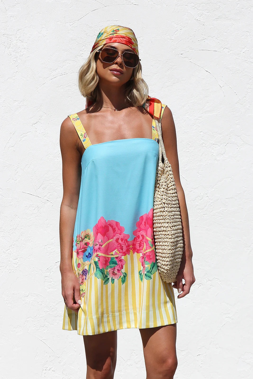 Suspender Skirt Positioning Printing A Swing Mini Suspender Dress for Women