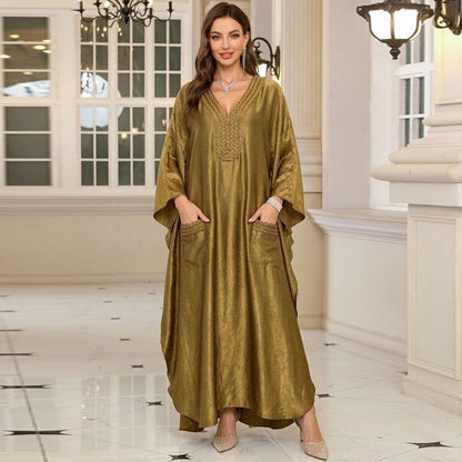 Gold Vacation Beach Coat Maxi Dress Women Loose Maxi Dress Swimsuit Blouse Sun Protective Clothing