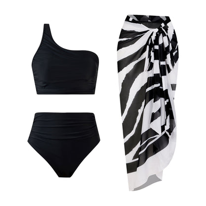 High Waist Solid Color Bikini Swimsuit Women Split Swimsuit Bikini