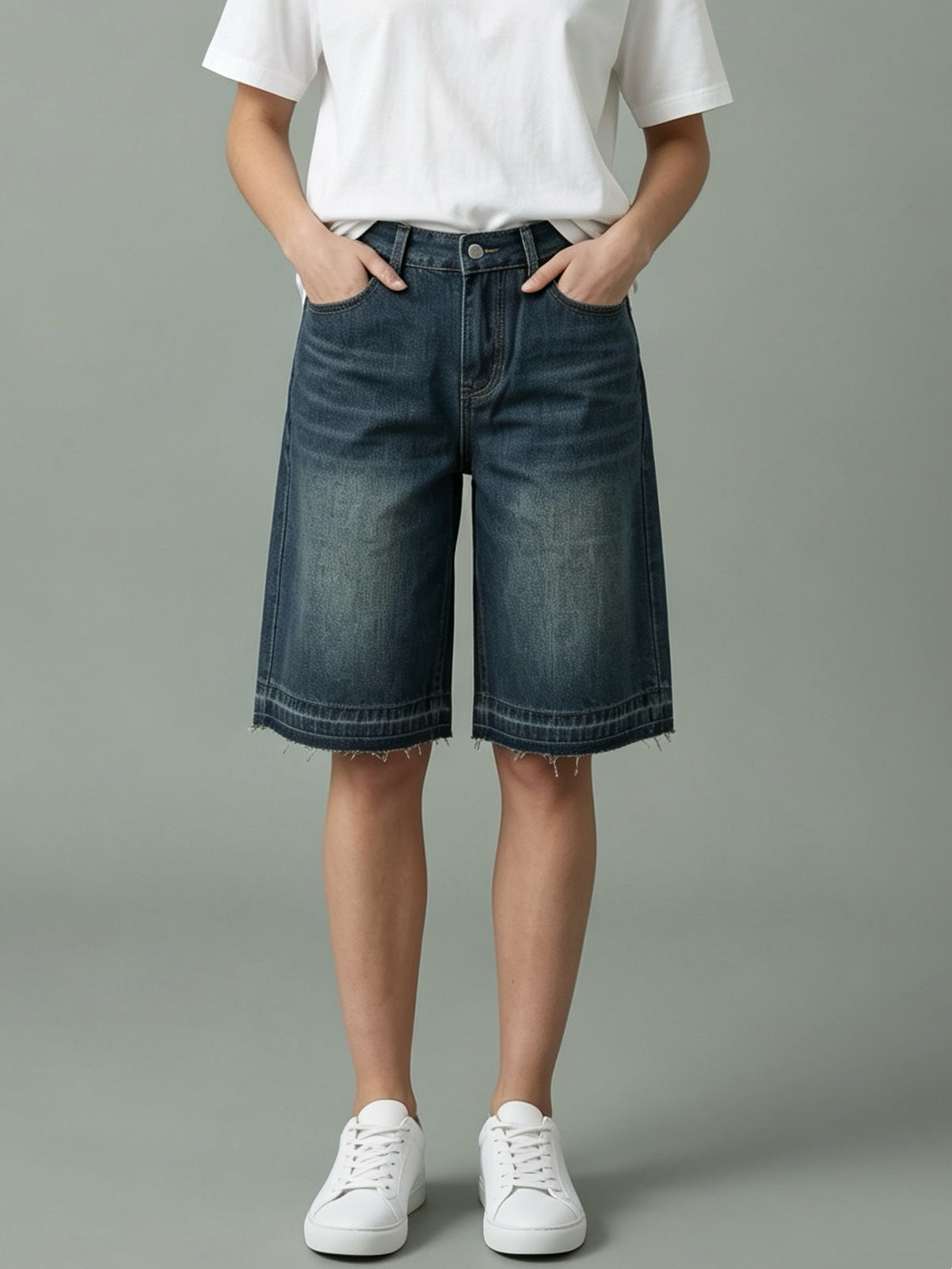 Retro Washed Loose Straight Spring Summer Women Denim Shorts