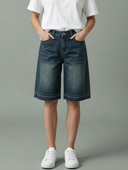 Retro Washed Loose Straight Spring Summer Women Denim Shorts